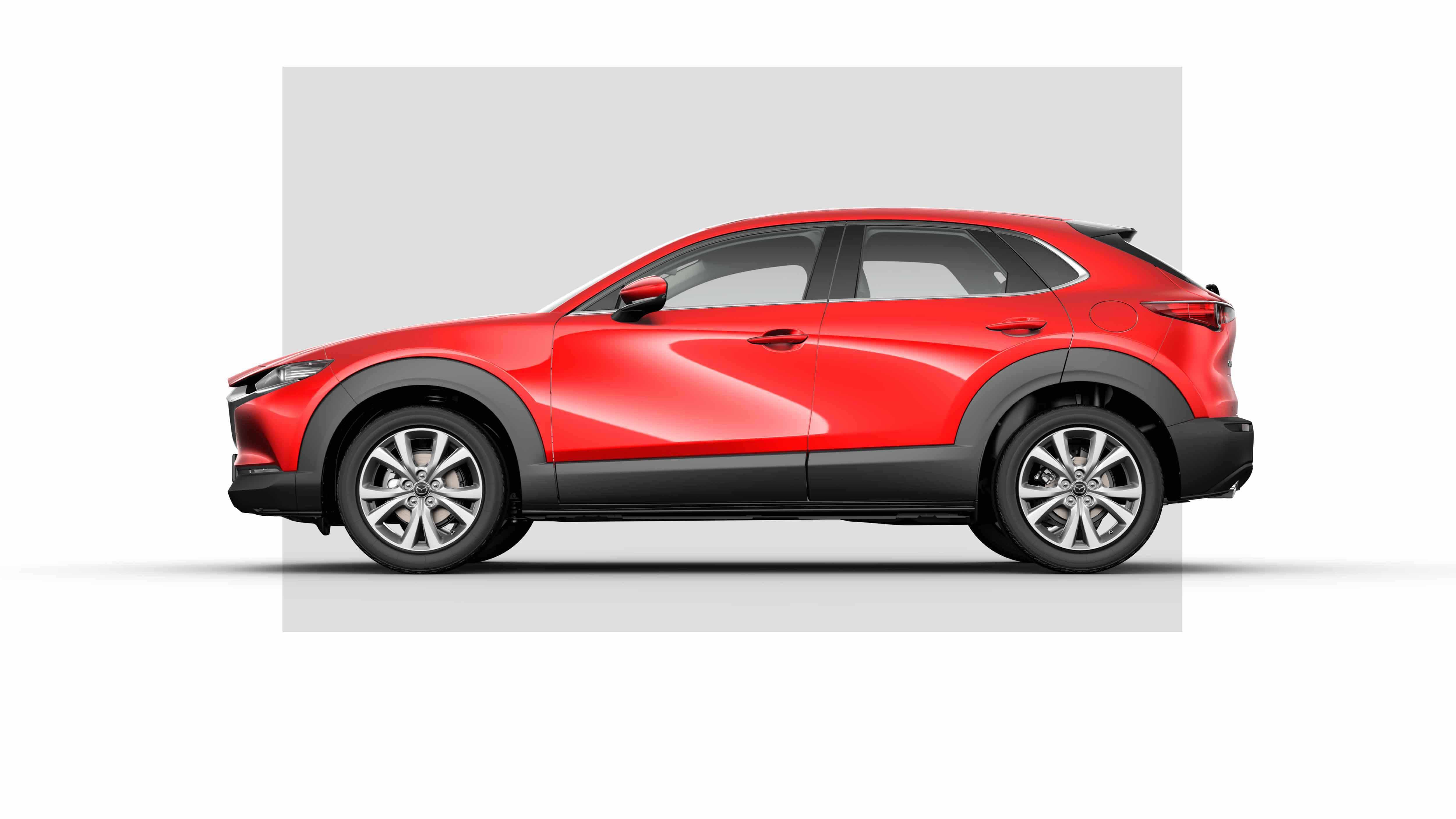 Nueva SUV Mazda CX-30 híbrida en color rojo diamante