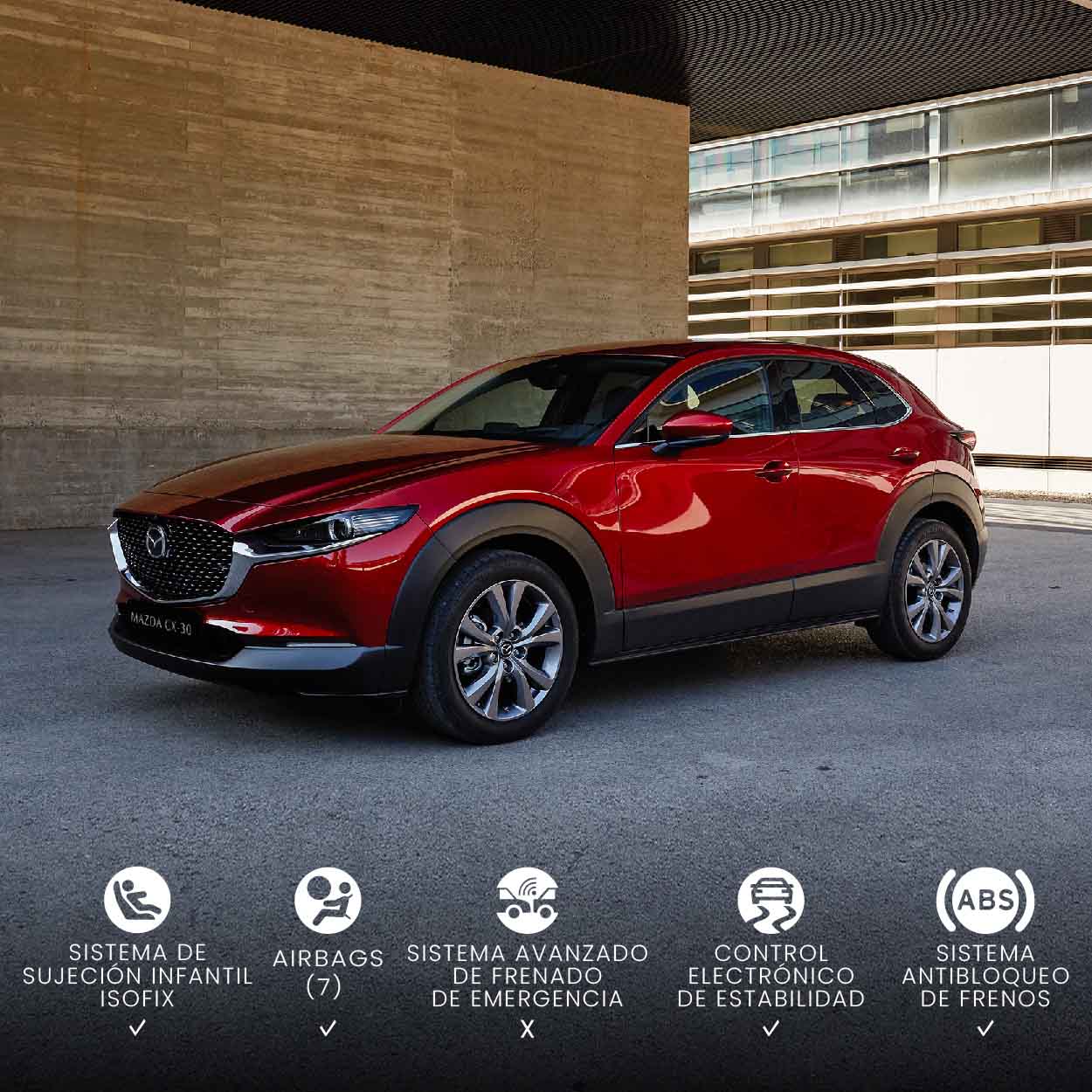 Camioneta Mazda CX-30 roja vista lateral