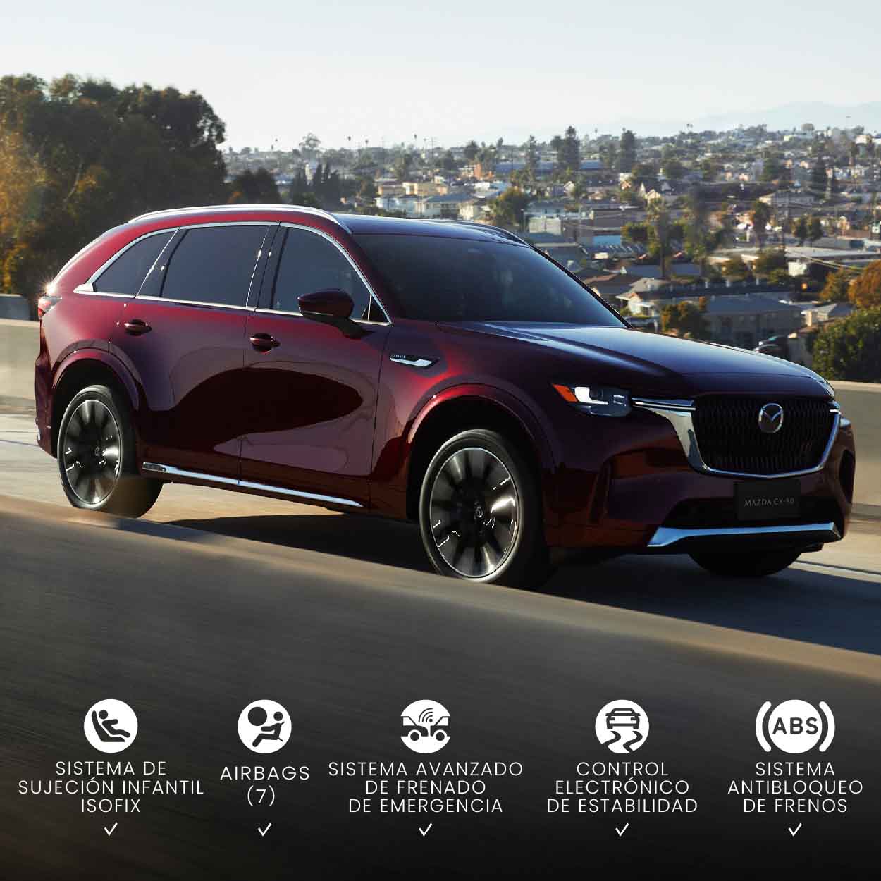 Camioneta SUV 8 puestos Mazda CX-90 color rojo artesanal