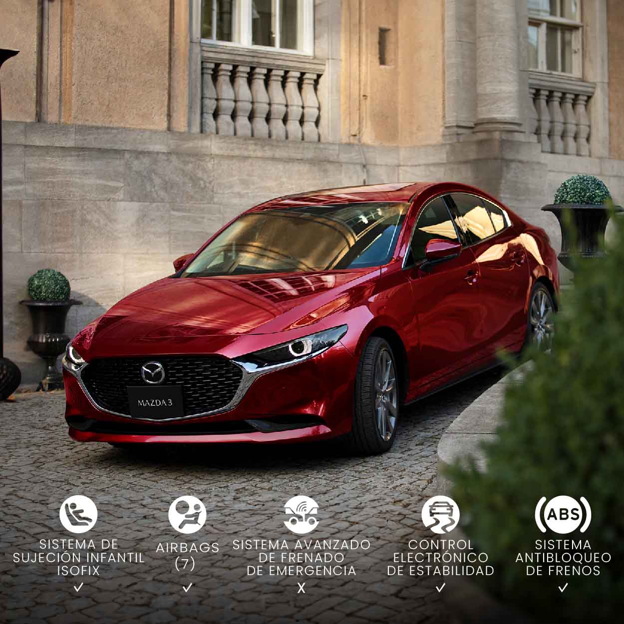 Carro Mazda 3 Híbrido en color Rojo artesanal